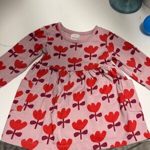 Girls Pink Floral Long Sleeve Dress